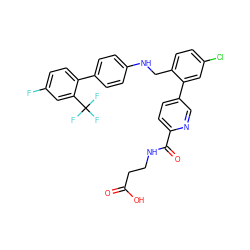 O=C(O)CCNC(=O)c1ccc(-c2cc(Cl)ccc2CNc2ccc(-c3ccc(F)cc3C(F)(F)F)cc2)cn1 ZINC000148378228