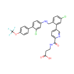 O=C(O)CCNC(=O)c1ccc(-c2cc(Cl)ccc2CNc2ccc(-c3ccc(OC(F)(F)F)cc3)c(Cl)c2)cn1 ZINC000148553025