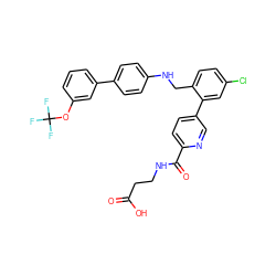 O=C(O)CCNC(=O)c1ccc(-c2cc(Cl)ccc2CNc2ccc(-c3cccc(OC(F)(F)F)c3)cc2)cn1 ZINC000148282926