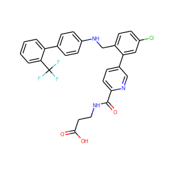 O=C(O)CCNC(=O)c1ccc(-c2cc(Cl)ccc2CNc2ccc(-c3ccccc3C(F)(F)F)cc2)cn1 ZINC000148771007