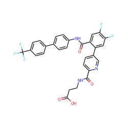 O=C(O)CCNC(=O)c1ccc(-c2cc(F)c(F)cc2C(=O)Nc2ccc(-c3ccc(C(F)(F)F)cc3)cc2)cn1 ZINC000148332441