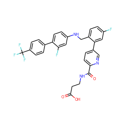 O=C(O)CCNC(=O)c1ccc(-c2cc(F)ccc2CNc2ccc(-c3ccc(C(F)(F)F)cc3)c(F)c2)cn1 ZINC000148019409