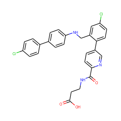 O=C(O)CCNC(=O)c1ccc(-c2ccc(Cl)cc2CNc2ccc(-c3ccc(Cl)cc3)cc2)cn1 ZINC000148583306