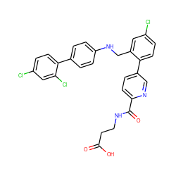 O=C(O)CCNC(=O)c1ccc(-c2ccc(Cl)cc2CNc2ccc(-c3ccc(Cl)cc3Cl)cc2)cn1 ZINC000147999679