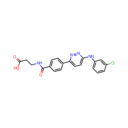 O=C(O)CCNC(=O)c1ccc(-c2ccc(Nc3cccc(Cl)c3)nn2)cc1 ZINC000043174252