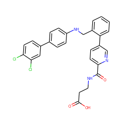 O=C(O)CCNC(=O)c1ccc(-c2ccccc2CNc2ccc(-c3ccc(Cl)c(Cl)c3)cc2)cn1 ZINC000148119200