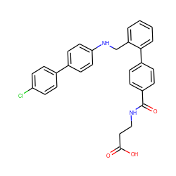 O=C(O)CCNC(=O)c1ccc(-c2ccccc2CNc2ccc(-c3ccc(Cl)cc3)cc2)cc1 ZINC000148547729