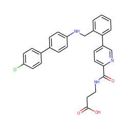 O=C(O)CCNC(=O)c1ccc(-c2ccccc2CNc2ccc(-c3ccc(Cl)cc3)cc2)cn1 ZINC000147992454