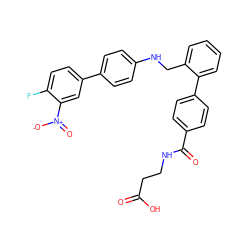 O=C(O)CCNC(=O)c1ccc(-c2ccccc2CNc2ccc(-c3ccc(F)c([N+](=O)[O-])c3)cc2)cc1 ZINC000148734935