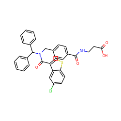 O=C(O)CCNC(=O)c1ccc(CN(C(=O)c2csc3ccc(Cl)cc23)C(c2ccccc2)c2ccccc2)cc1 ZINC000036351392