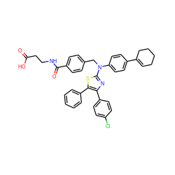 O=C(O)CCNC(=O)c1ccc(CN(c2ccc(C3=CCCCC3)cc2)c2nc(-c3ccc(Cl)cc3)c(-c3ccccc3)s2)cc1 ZINC000049833042