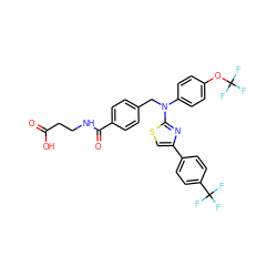 O=C(O)CCNC(=O)c1ccc(CN(c2ccc(OC(F)(F)F)cc2)c2nc(-c3ccc(C(F)(F)F)cc3)cs2)cc1 ZINC000042808905