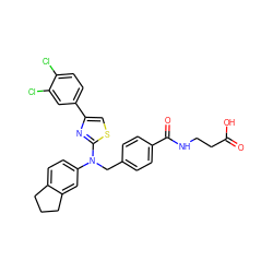 O=C(O)CCNC(=O)c1ccc(CN(c2ccc3c(c2)CCC3)c2nc(-c3ccc(Cl)c(Cl)c3)cs2)cc1 ZINC000049878119