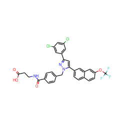 O=C(O)CCNC(=O)c1ccc(Cn2nc(-c3cc(Cl)cc(Cl)c3)cc2-c2ccc3ccc(OC(F)(F)F)cc3c2)cc1 ZINC000095572068