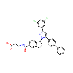 O=C(O)CCNC(=O)c1ccc2c(c1)CC[C@@H]2n1nc(-c2cc(Cl)cc(Cl)c2)cc1-c1ccc(-c2ccccc2)cc1 ZINC000653850814