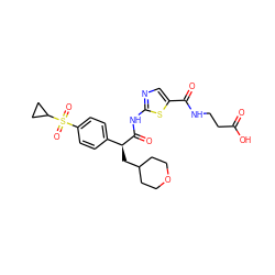 O=C(O)CCNC(=O)c1cnc(NC(=O)[C@@H](CC2CCOCC2)c2ccc(S(=O)(=O)C3CC3)cc2)s1 ZINC000169326265