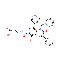 O=C(O)CCNC(=O)c1nc(-c2cccnc2)c2c(cc(-c3cccnc3)c(=O)n2Cc2ccccc2)c1O ZINC000169711051