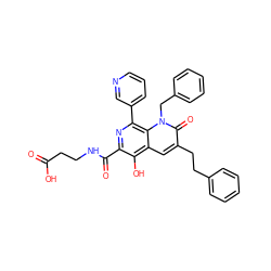 O=C(O)CCNC(=O)c1nc(-c2cccnc2)c2c(cc(CCc3ccccc3)c(=O)n2Cc2ccccc2)c1O ZINC000169711086