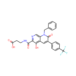 O=C(O)CCNC(=O)c1ncc2c(cc(-c3ccc(C(F)(F)F)cc3)c(=O)n2Cc2ccccc2)c1O ZINC000169711091