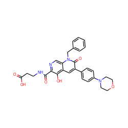 O=C(O)CCNC(=O)c1ncc2c(cc(-c3ccc(N4CCOCC4)cc3)c(=O)n2Cc2ccccc2)c1O ZINC000169711032