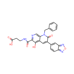 O=C(O)CCNC(=O)c1ncc2c(cc(-c3ccc4nonc4c3)c(=O)n2Cc2ccccc2)c1O ZINC000169688258