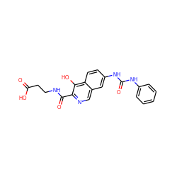 O=C(O)CCNC(=O)c1ncc2cc(NC(=O)Nc3ccccc3)ccc2c1O ZINC000146682638