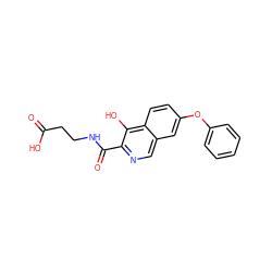 O=C(O)CCNC(=O)c1ncc2cc(Oc3ccccc3)ccc2c1O ZINC000146673871