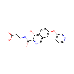 O=C(O)CCNC(=O)c1ncc2cc(Oc3cccnc3)ccc2c1O ZINC000146723283