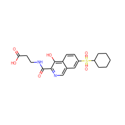 O=C(O)CCNC(=O)c1ncc2cc(S(=O)(=O)C3CCCCC3)ccc2c1O ZINC000146731630