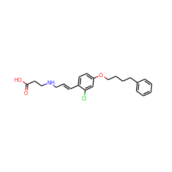 O=C(O)CCNC/C=C/c1ccc(OCCCCc2ccccc2)cc1Cl ZINC000059615596