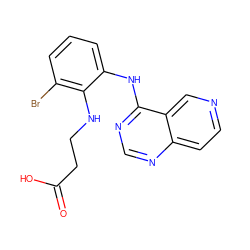 O=C(O)CCNc1c(Br)cccc1Nc1ncnc2ccncc12 ZINC000029133791