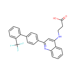 O=C(O)CCNc1cc(-c2ccc(-c3ccccc3C(F)(F)F)cc2)nc2ccccc12 ZINC000028897292