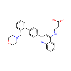 O=C(O)CCNc1cc(-c2ccc(-c3ccccc3CN3CCOCC3)cc2)nc2ccccc12 ZINC000028897270