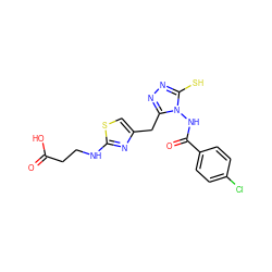 O=C(O)CCNc1nc(Cc2nnc(S)n2NC(=O)c2ccc(Cl)cc2)cs1 ZINC000028815430