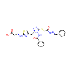 O=C(O)CCNc1nc(Cc2nnc(SCC(=O)N/N=C/c3ccccc3)n2NC(=O)c2ccccc2)cs1 ZINC000028816990