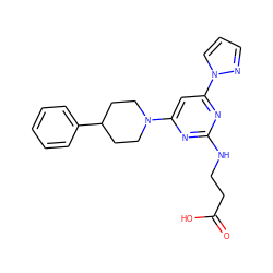 O=C(O)CCNc1nc(N2CCC(c3ccccc3)CC2)cc(-n2cccn2)n1 ZINC000653709722