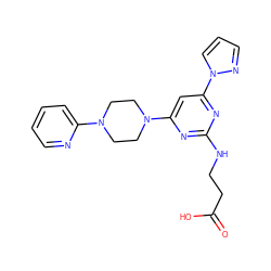 O=C(O)CCNc1nc(N2CCN(c3ccccn3)CC2)cc(-n2cccn2)n1 ZINC000653709688