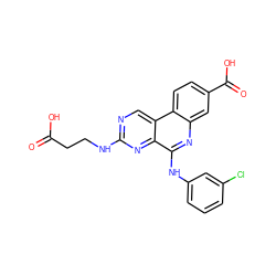 O=C(O)CCNc1ncc2c(n1)c(Nc1cccc(Cl)c1)nc1cc(C(=O)O)ccc12 ZINC000199791510