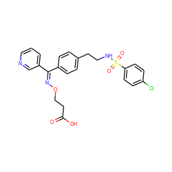 O=C(O)CCO/N=C(\c1ccc(CCNS(=O)(=O)c2ccc(Cl)cc2)cc1)c1cccnc1 ZINC000013733249