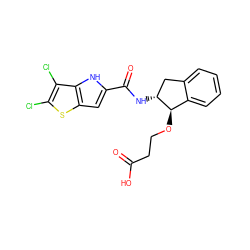 O=C(O)CCO[C@@H]1c2ccccc2C[C@H]1NC(=O)c1cc2sc(Cl)c(Cl)c2[nH]1 ZINC000049035269