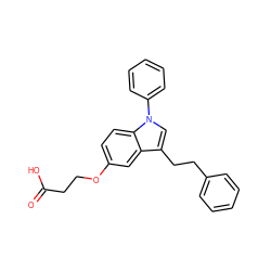 O=C(O)CCOc1ccc2c(c1)c(CCc1ccccc1)cn2-c1ccccc1 ZINC000299826632