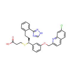 O=C(O)CCS[C@@H](CCc1ccccc1-c1nc[nH]n1)c1cccc(OCc2ccc3ccc(Cl)cc3n2)c1 ZINC000036268383