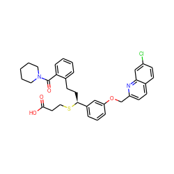 O=C(O)CCS[C@@H](CCc1ccccc1C(=O)N1CCCCC1)c1cccc(OCc2ccc3ccc(Cl)cc3n2)c1 ZINC000003924481