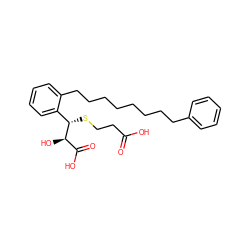 O=C(O)CCS[C@@H](c1ccccc1CCCCCCCCc1ccccc1)[C@H](O)C(=O)O ZINC000011677113