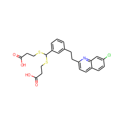 O=C(O)CCSC(SCCC(=O)O)c1cccc(CCc2ccc3ccc(Cl)cc3n2)c1 ZINC000013728013