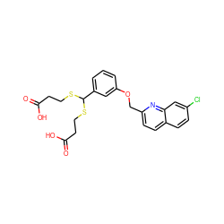 O=C(O)CCSC(SCCC(=O)O)c1cccc(OCc2ccc3ccc(Cl)cc3n2)c1 ZINC000013728016