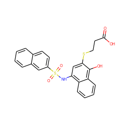 O=C(O)CCSc1cc(NS(=O)(=O)c2ccc3ccccc3c2)c2ccccc2c1O ZINC000008870799