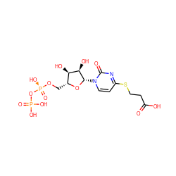 O=C(O)CCSc1ccn([C@@H]2O[C@H](CO[P@@](=O)(O)OP(=O)(O)O)[C@@H](O)[C@H]2O)c(=O)n1 ZINC000035033730