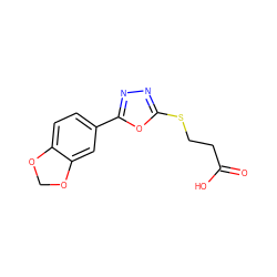 O=C(O)CCSc1nnc(-c2ccc3c(c2)OCO3)o1 ZINC000004410057