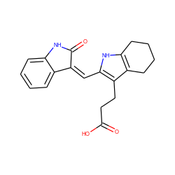 O=C(O)CCc1c(/C=C2\C(=O)Nc3ccccc32)[nH]c2c1CCCC2 ZINC000003815538